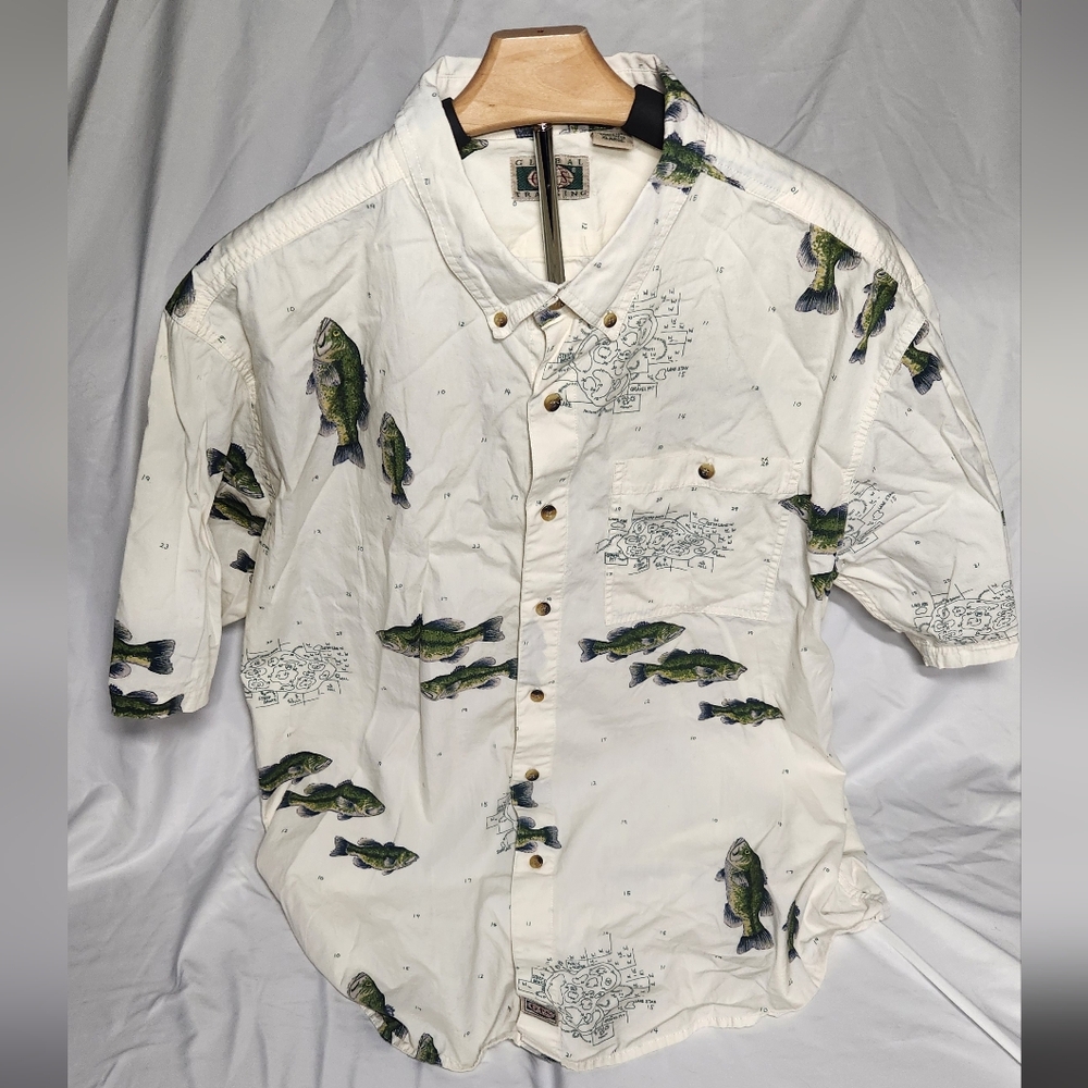 Men's G.P.S. Global Tracking shirt with fish print, XL